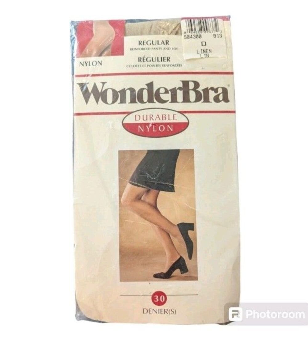 WONDERBRA Pantyhose Size D Linen Reinforced Toe Vintage NEW IN PKG